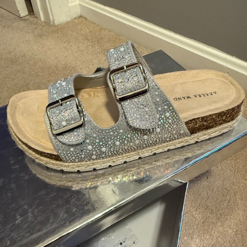 AKIRA Silver Embellished Sandals